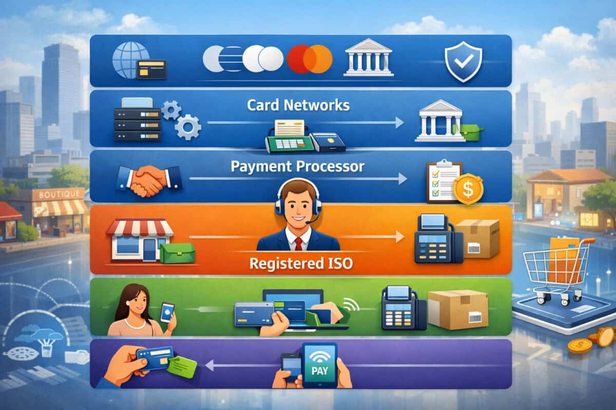 Where a registered ISO sits in the payments stack (who does what)